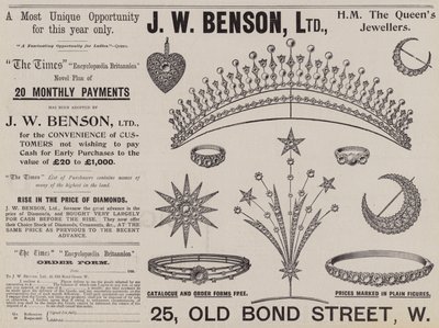 Hirdetés, J W Benson alkotó: English School